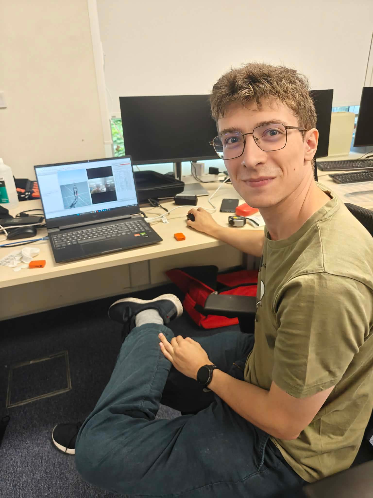 Robin at Robotics Simulation Workstation